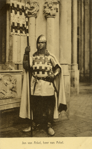 221943 Portret van Jan van Arkel, voorgesteld door C.J. van Arkel, deelnemer in de maskeradeoptocht tijdens de ...